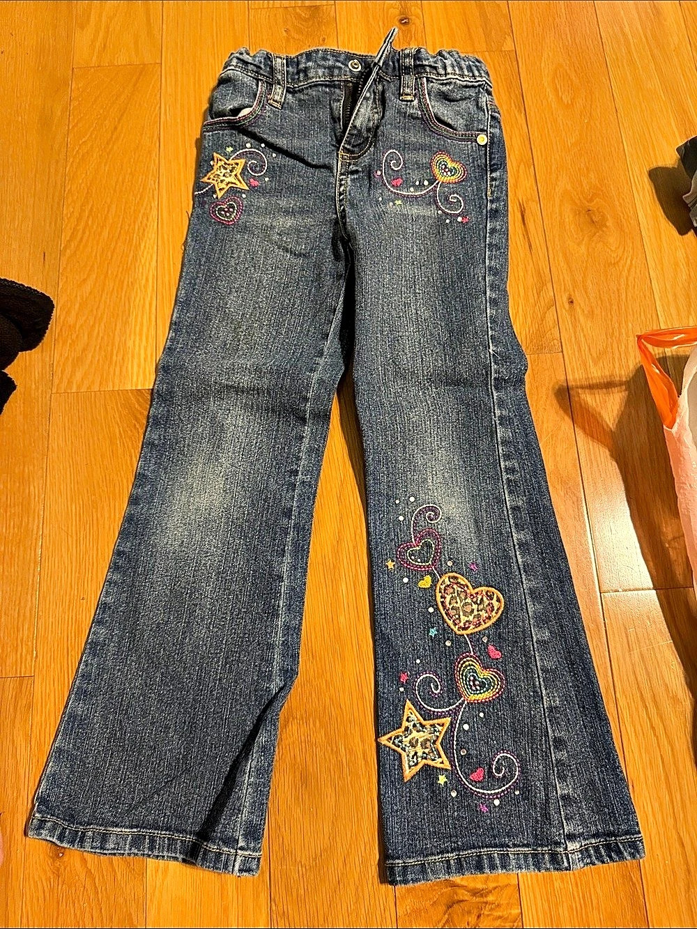 Arizona Embellished Jeans Girls Size 6 Slim in Blue